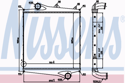 NISSENS 96961 Интеркулер алюминий 885x906x63 Volvo FH12/16 дв. D12/16