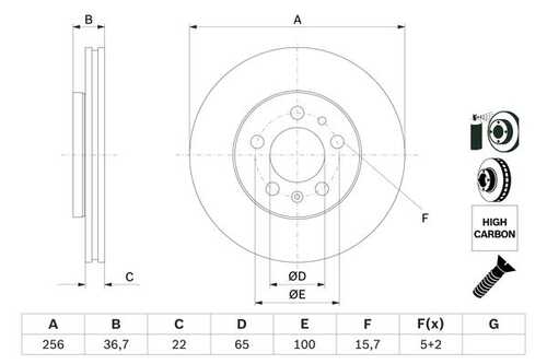 BOSCH 986478853 0 986 478 853 диск тормозной передний! Audi A2/A3, VW Golf/Bora 1.6 96>