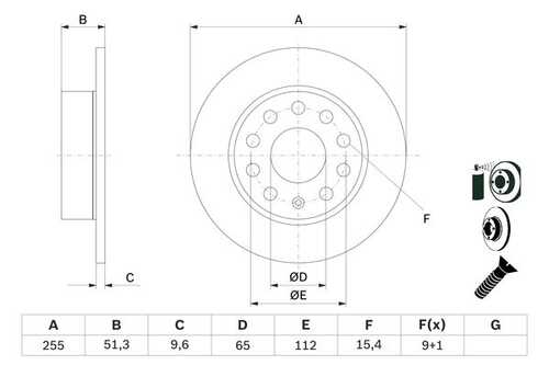 BOSCHDIAGNOSTICS 986479099 0 986 479 099 диск тормозной задний! Audi A3, VW Golf 1.4-2.0i/TDi 00>