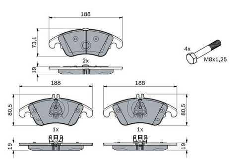 BOSCH 986494263 0 986 494 263 колодки дисковые передние! MB W204 3.2/3.5 07>