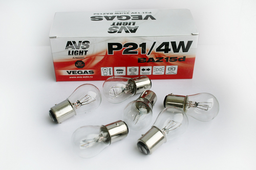 AVS A78339S Лампа VEGAS 12V P21/4W (BAZ15D) BOX (10 шт.) смещ. штифт