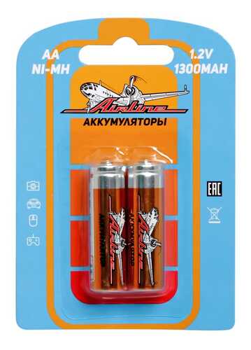 AIRLINE AA-13-02 Батарейки AA HR6 аккумулятор Ni-Mh 1300 mAh 2шт.