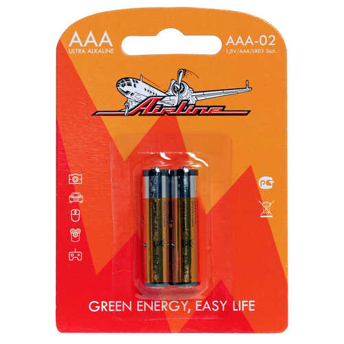 AIRLINE AAA02 Батарейки lr03/aaa щелочные 2 шт.!