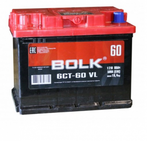 BOLK AB601 Аккумулятор Standart 60 а/ч прямая L+ EN 500A 242x175x190 AB 601 AB 601;Батарея аккумуляторная 60А/ч 500А 12В прямая поляр. стандартные клеммы