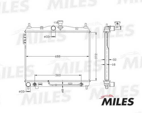 MILES ACRB050 Радиатор HYUNDAI GETZ 1.6 02- (10130210