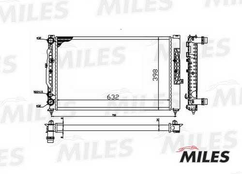 MILES ACRM056 Радиатор (МЕХ. сборка) AUDI A4/A6 1.6/1.8T 95-07)