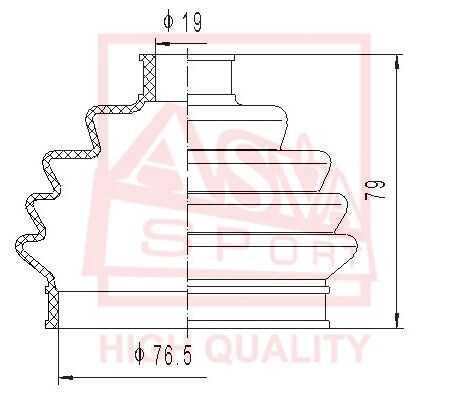 ASVA ASBT-20 Пыльник ШРУС (КОМПЛЕКТ без смазки) 19x77x75