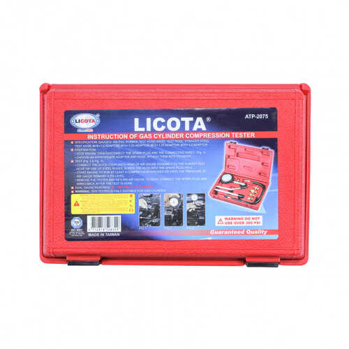 LICOTA ATP-2075 Компрессометр бензиновый, набор с гибкой, 2-мя жесткими насадками и переходниками Licota