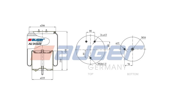 AUGER AU 343608-K Пневморессора в сборе со стальным стак