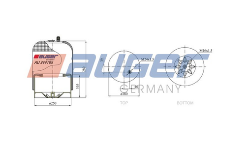 AUGER AU344185K Пневмоподушка без стак.! 1шп.-шт. M16/M24 MB