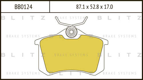 BLITZ BB0124 Колодки дисковые задние! Audi A3-A8 94>, VW Golf III-IV/Passat 88>, Skoda 96>;Колодки тормозные дисковые задние