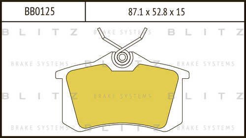 BLITZ BB0125 Колодки дисковые задние! VW Golf II/III/Passat 1.6-2.8/1.9TDi 88-99;Колодки тормозные дисковые задние