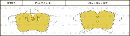 BLITZ BB0302 Колодки дисковые п.! Opel Astra H/Meriva/Zafira 1.4-2.0/1.7CDTi 03>;Колодки тормозные дисковые передние