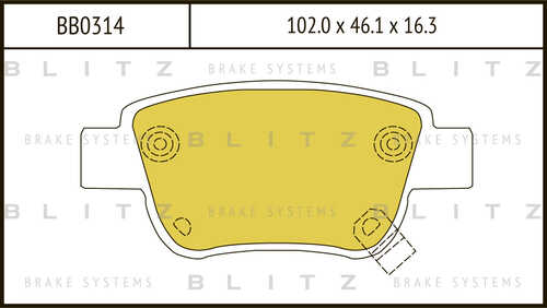 BLITZ BB0314 Колодки дисковые задние! Toyota Avensis 1.6i-2.4 D-4D 03>;Колодки тормозные дисковые задние