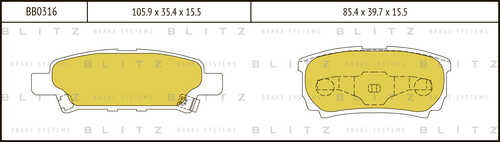 BLITZ BB0316 Колодки дисковые задние! Mitsubishi Outlander 2.0MPi/2.4i 03>;Колодки тормозные дисковые задние