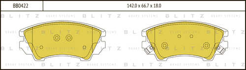 BLITZ BB0422 Колодки дисковые п.! Opel Insignia 2.0CDTi/2.0Turbo 08>;Колодки тормозные дисковые передние