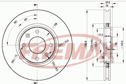 FREMAX BD-4752 Диск тормозной передний! Peugeot 307 1.4-2.0/HDi 00>