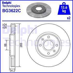 DELPHI BG3622 Тормозной диск