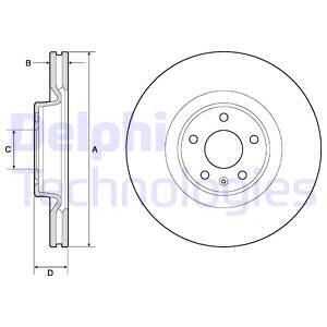 DELPHI BG9181C Диск тормозной AUDI A4 15-/A5/Q5 16- передний вент. d 338ММ.