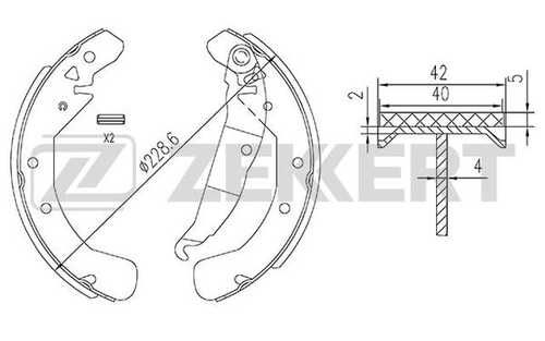 ZEKKERT BK-4448 Колодки торм. бараб. задн. OPEL ASTRA F 91- ASTRA G II 98- ASTRA H 04- COMBO;Колодки тормозные барабанные задние