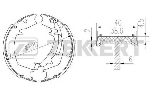 ZEKKERT BK-4451 Колодки торм. бараб. задн. HYUNDAI ELANTRA IV 05- SANTA FE 01- SONATA IV 98;Колодки тормозные барабанные задние