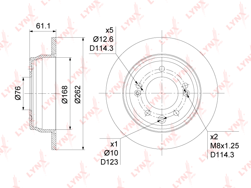 LYNX BN-1047 Диск тормозной задний! HUYNDAI i30 (FD)/ix35/Kia Ceed (ED)/Sportage (SL)