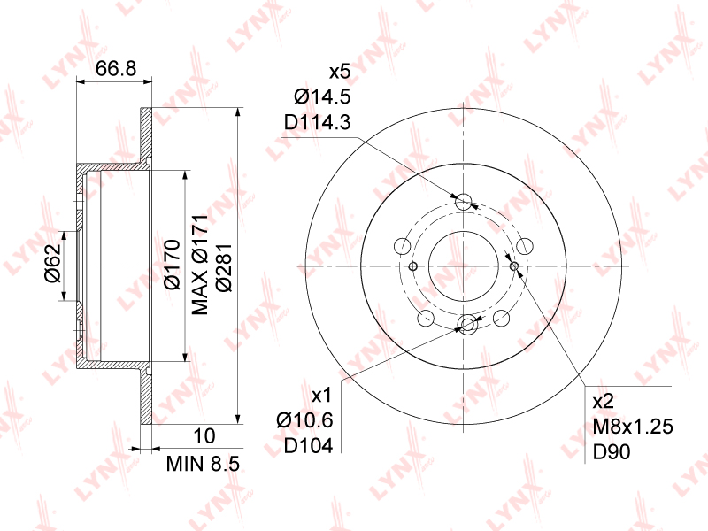 LYNX BN-1136 Диск тормозной задний! Toyota Camry (V4/50) 2.4-3.5 06>