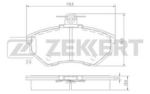 ZEKKERT BS-1098 Комплект тормозных колодок, дисковый тормоз