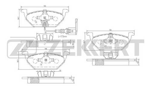 ZEKKERT BS-1138 Комплект тормозных колодок, дисковый тормоз