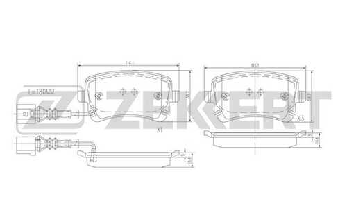 ZEKKERT BS-1179 Колодки торм. диск. задн. с датчиком VW TRANSPORTER V-VI 03- MULTIVAN V-VI 03;Колодки тормозные дисковые задние с датчиком