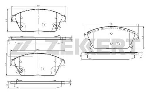 ZEKKERT BS-1286 Комплект тормозных колодок, дисковый тормоз;Колодки торм. диск. передн. Cadillac ATS 13-, Chevrolet Cruze (J300,305,308) 09-, Opel Astra J 09-, Mokka 12-, Zafira Tourer C 11-