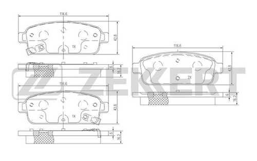 ZEKKERT BS-1302 Комплект тормозных колодок, дисковый тормоз