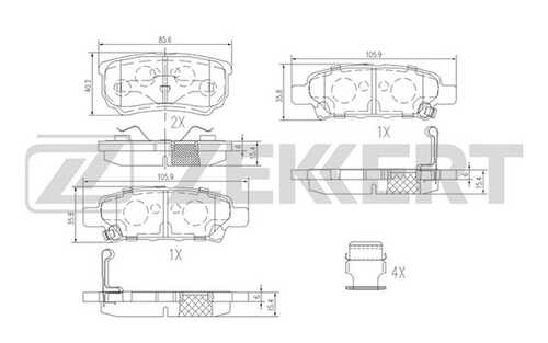 ZEKKERT BS-1358 Комплект тормозных колодок, дисковый тормоз