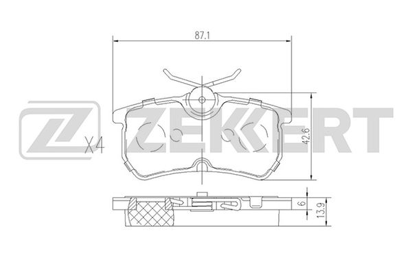 ZEKKERT BS-1662 Комплект тормозных колодок, дисковый тормоз