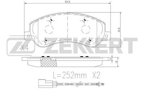 ZEKKERT BS-1680 (/);Комплект тормозных колодок, дисковый тормоз