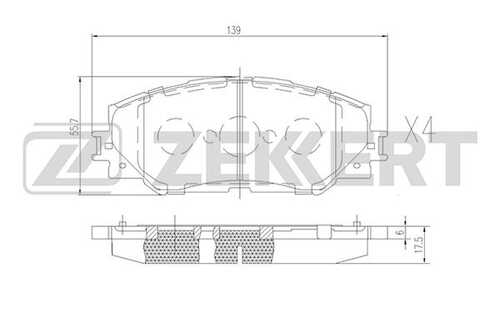 ZEKKERT BS-2683 Колодки торм. диск. перед TOYOTA COROLLA (E150 E180) 07- RAV 4 (A30) 05- YARIS (P130) 12-;Комплект тормозных колодок, дисковый тормоз