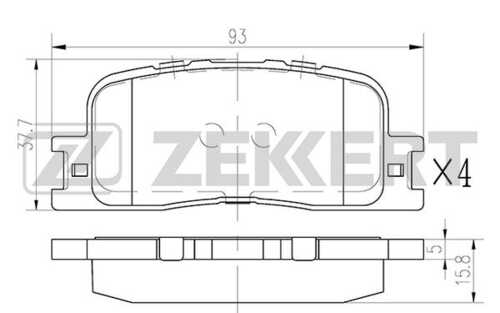 ZEKKERT BS2705 Колодки торм. диск. задн. CHERY FORA 06- LEXUS ES (VZV MCV) 01- TOYOTA CAMRY;Колодки тормозные дисковые задние