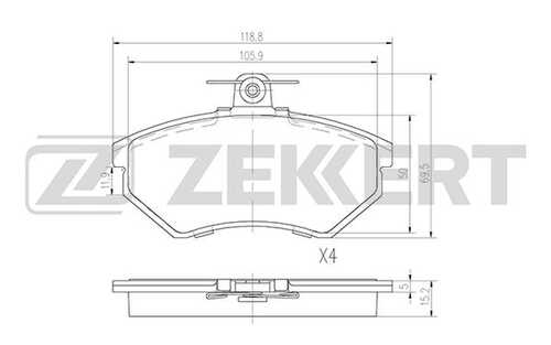 ZEKKERT BS-2862 Колодки торм. диск. перед Seat Cordoba 93- Ibiza II 93- Toledo 91- VW Golf II III IV 86- Jetta;Колодки тормозные дисковые передние