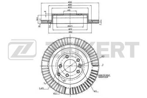 ZEKKERT BS-5046 Диск торм. зад. Land Rover Discovery IV 09- Range Rover Sport (LS) 05- III (LM) 05-