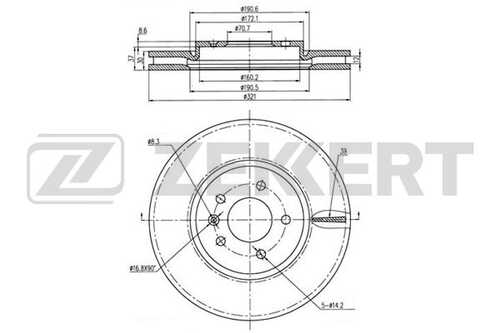 ZEKKERT BS-5049 Диск. торм. перед. OPEL ASTRA J 09- OPEL Z