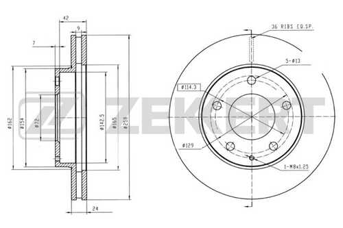 ZEKKERT BS-5149 Диск торм. перед. Mazda 626 IV V 91 Xedos 6 92- MX-6 II 92- Premacy 99-