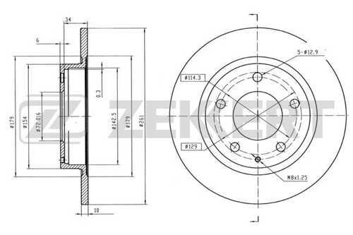 ZEKKERT BS-5150 Диск торм. зад. MAZDA 626 IV V 91- XEDOX 6 92- PREMACY (CP) 99-