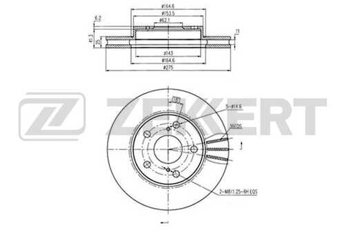 ZEKKERT BS5457 Диск торм. перед. TOYOTA CHASER CRESTA MARK 2 (X90 X100) 92-