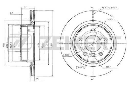 ZEKKERT BS-5609 Диск торм. зад. BMW 1 (E81 E82 E87 E88 F20 F21) 04- 2 (F22) 13- 3 (E90-E93 F30 F31 F34 F80) 0