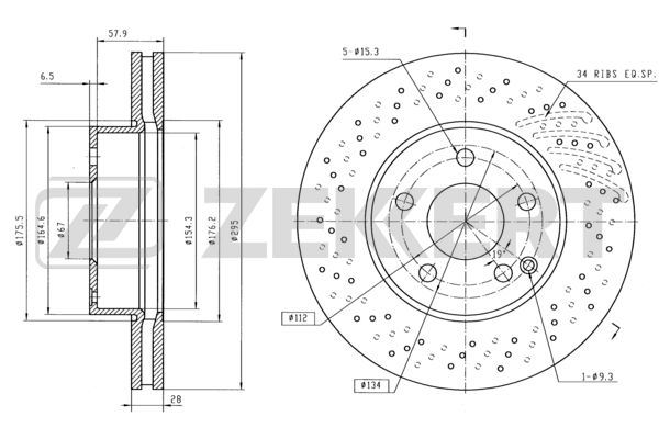 ZEKKERT BS5625 Диск торм. перед. MB C-Class (204) 07-