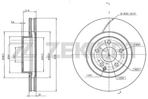 ZEKKERT BS-5635 Диск тормозной передний вентилируемый 329,8*32