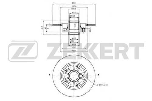 ZEKKERT BS5877 Диск торм. зад. Renault Megane III 08-