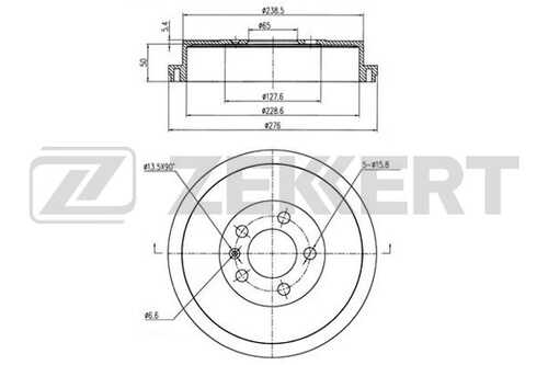 ZEKKERT BS-6016 15- VW POLO V 10;Барабан тормозной зад. \ 6RU609617A VAG \ Skoda Rapid (NH) 13, VW Polo V 10