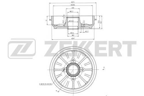 ZEKKERT BS-6267 Барабан торм. зад. Citroen C3 II-III 09- DS3 09- Peugeot 207 06- 208 12- 301 18- (с кольцом