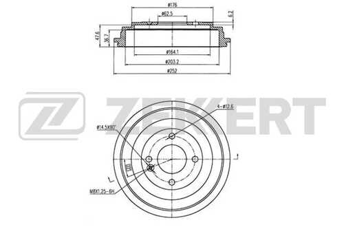 ZEKKERT BS-6323 Барабан торм. зад. Hyundai Solaris IV 10- Kia Rio III IV 11-